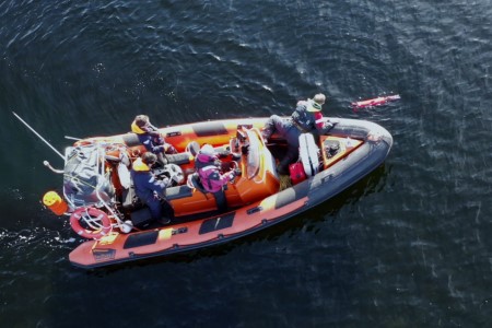 The French company SEABER, demonstrated the YUCO micro-AUV, a micro Autonomous Underwater Vehicle, which is an unmanned, untethered vehicle that collects oceanographic data in coastal environments. The French company SEABER, demonstrated the YUCO micro-AUV, a micro Autonomous Underwater Vehicle, which is an unmanned, untethered vehicle that collects oceanographic data in coastal environments.
