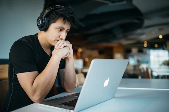 Person attending an online marine webinar