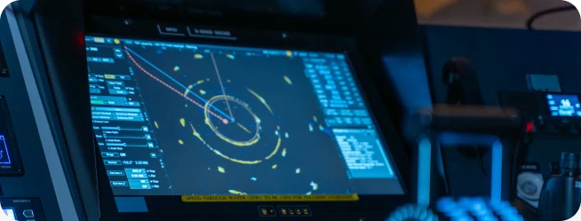 Person reviewing marine environmental information on a screen